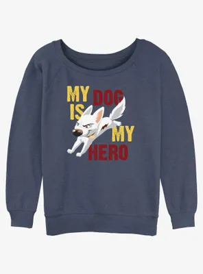 Disney Bolt My Dog Is Hero Womens Slouchy Sweatshirt