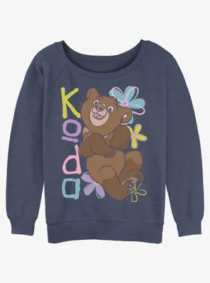 Disney Brother Bear Flower Power Koda Womens Slouchy Sweatshirt