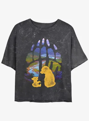 Disney Brother Bear Pawprint Mineral Wash Womens Crop T-Shirt