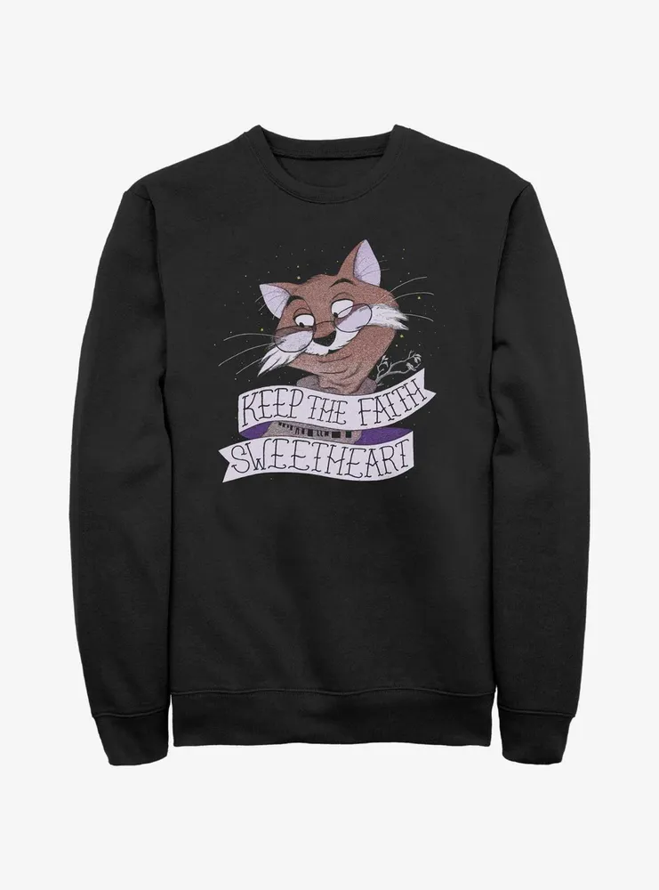 Disney The Rescuers Down Under Rufus Cat Keep Faith Sweetheart Sweatshirt