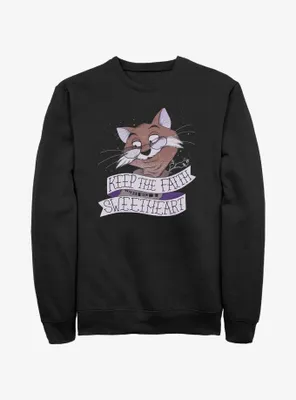 Disney The Rescuers Down Under Rufus Cat Keep Faith Sweetheart Sweatshirt