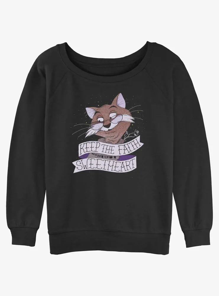 Disney The Rescuers Down Under Rufus Cat Keep Faith Sweetheart Womens Slouchy Sweatshirt