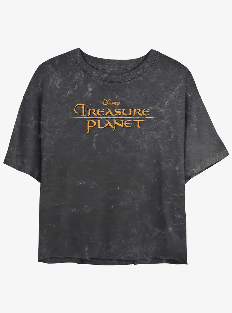 Disney Treasure Planet Logo Mineral Wash Womens Crop T-Shirt