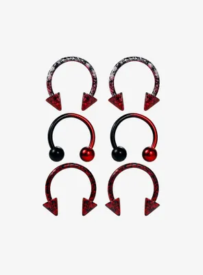 Steel Red Black Ombre Circular Barbell 6 Pack