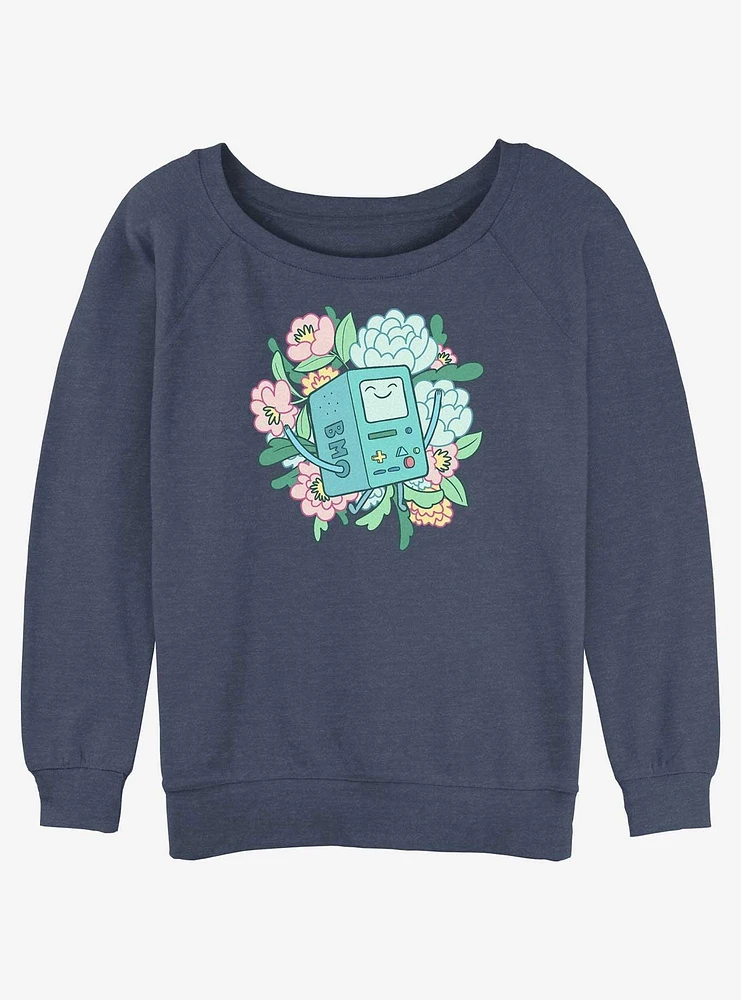 Adventure Time BMO Dancing On Flowers Girls Slouchy Sweatshirt