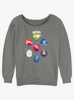 Steven Universe Watercolor Gemstones Girls Slouchy Sweatshirt
