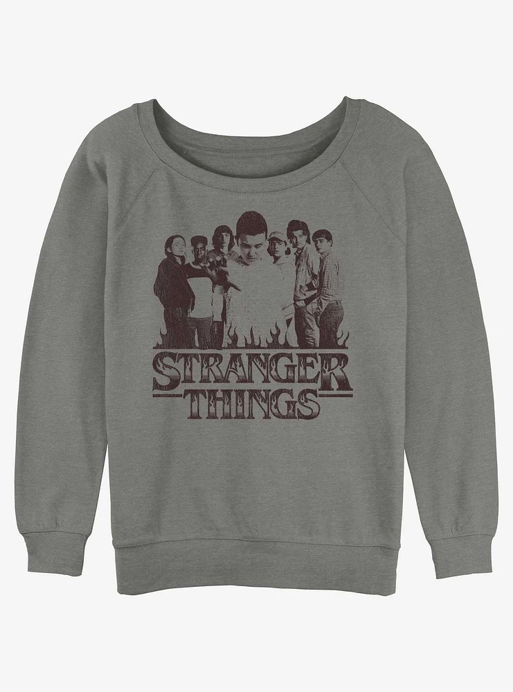 Stranger Things Group Focus Girls Slouchy Sweatshirt