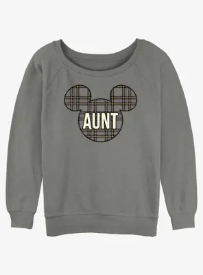 Disney Mickey Mouse Aunt Holiday Patch Ears Womens Slouchy Sweatshirt