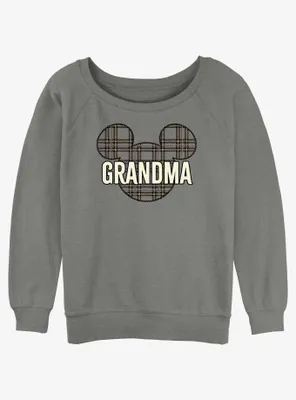 Disney Mickey Mouse Grandma Holiday Patch Ears Womens Slouchy Sweatshirt