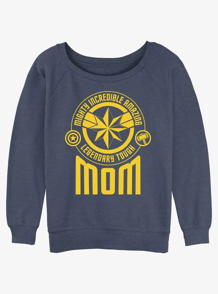 Marvel Captain Legendary Mom Badge Womens Slouchy Sweatshirt