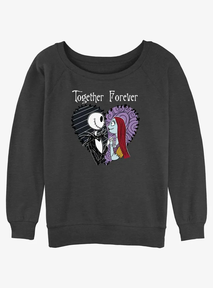 Disney The Nightmare Before Christmas Jack and Sally Together Forever Womens Slouchy Sweatshirt