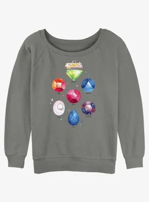 Steven Universe Watercolor Gemstones Womens Slouchy Sweatshirt