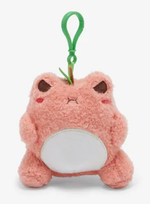 Cuddle Barn Angry Peach Frog Plush Keychain