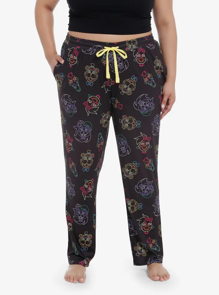 Five Nights At Freddy's Neon Characters Girls Pajama Pants Plus