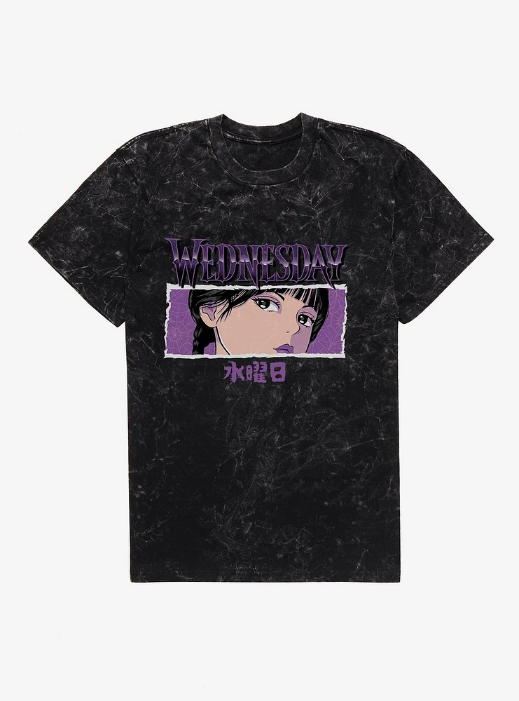 Wednesday Anime Glare Mineral Wash T-Shirt