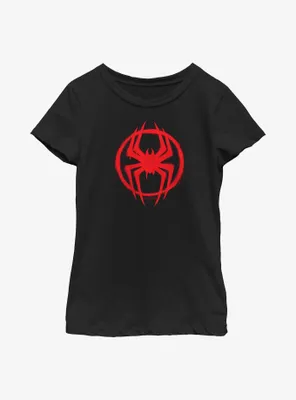 Marvel Spider-Man: Across The Spider-Verse Miles Morales Logo Youth Girls T-Shirt