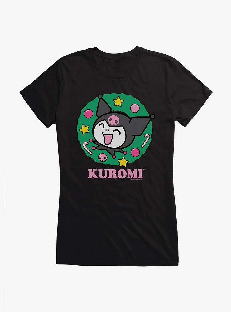 Kuromi Christmas Wreath Girls T-Shirt