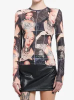 Aaliyah Collage Mesh Girls Long-Sleeve Top