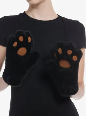 Black Bear Fuzzy Paw Glove Set