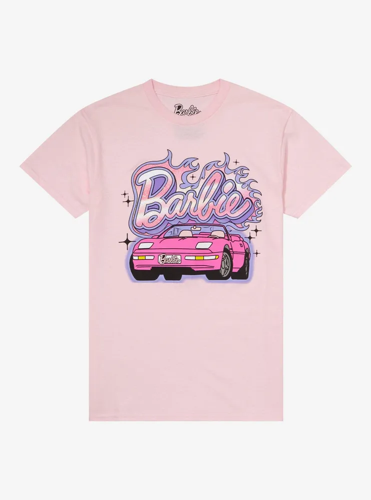 Hot Topic Barbie Glitter Car Boyfriend Fit Girls T-Shirt