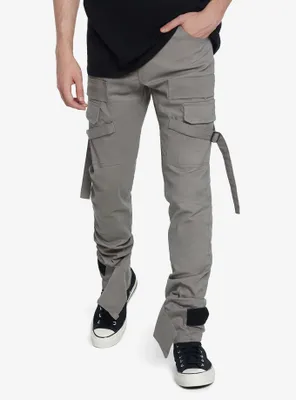 Grey Strap Cargo Pants