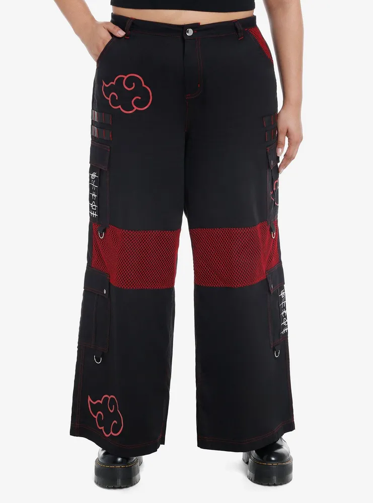 Naruto Shippuden Akatsuki Mesh Wide Leg Cargo Pants Plus