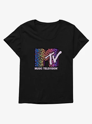 MTV Rainbow Cheetah Logo Girls T-Shirt Plus