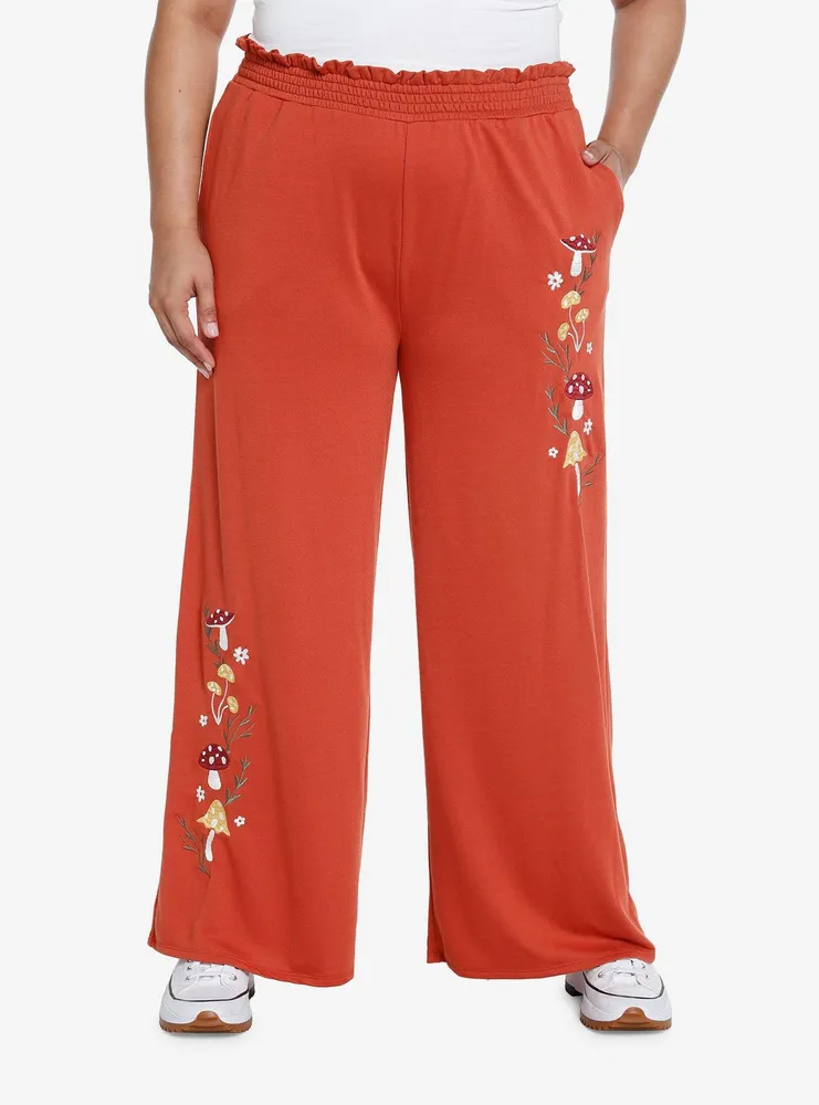 Hot Topic Thorn & Fable Mushrooms Flowers Embroidered Wide Leg Pants Plus