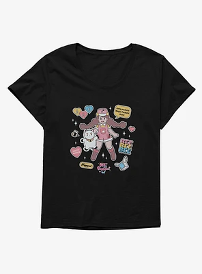 Bee And Puppycat Sticker Icons Girls T-Shirt Plus