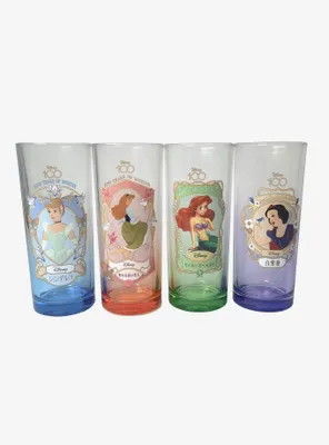 Disney100 Princess Cinderella, Aurora, Ariel, and Snow White Glass Set