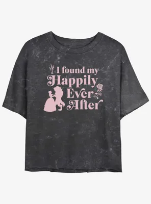Disney Beauty And The Beast Found My Happily Ever After Womens Mineral Wash Crop T-Shirt