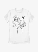 Disney The Little Mermaid Ariel And Flounder Sketch Womens T-Shirt