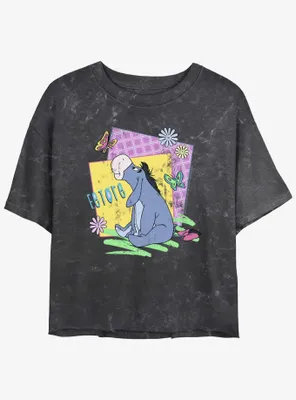 Disney Winnie The Pooh 90s Eeyore Womens Mineral Wash Crop T-Shirt