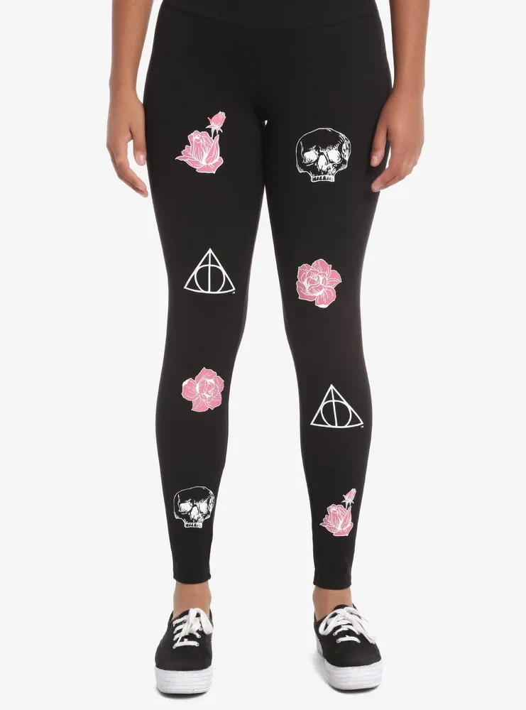 Hot Topic Harry Potter Deathly Hallows Floral Leggings