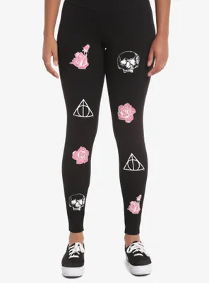 Harry Potter Deathly Hallows Floral Leggings