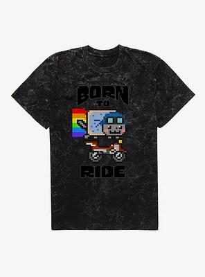 Nyan Cat Born To Ride Mineral Wash T-Shirt