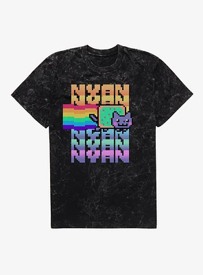 Nyan Cat Pastel Rainbow Mineral Wash T-Shirt