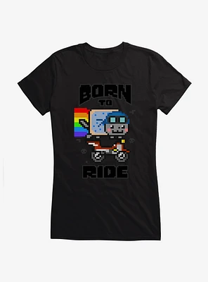 Nyan Cat Born To Ride Girls T-Shirt