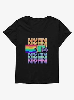 Nyan Cat Pastel Rainbow Girls T-Shirt Plus