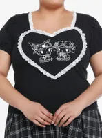 My Melody & Kuromi Lolita Heart Lace Girls Top Plus