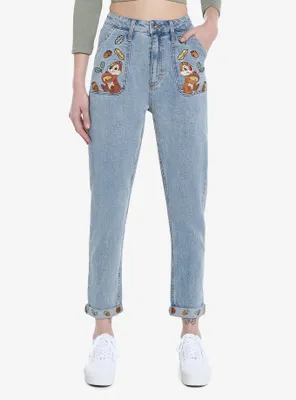 Disney Chip 'N' Dale Embroidered Mom Jeans