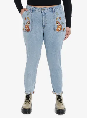 Disney Chip 'N' Dale Embroidered Mom Jeans Plus