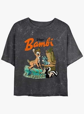 Disney Bambi Vintage Forest Friends Mineral Wash Girls Crop T-Shirt