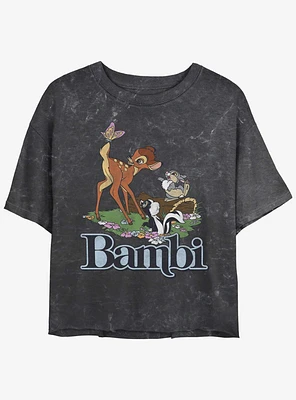 Disney Bambi Forest Friends Logo Mineral Wash Girls Crop T-Shirt