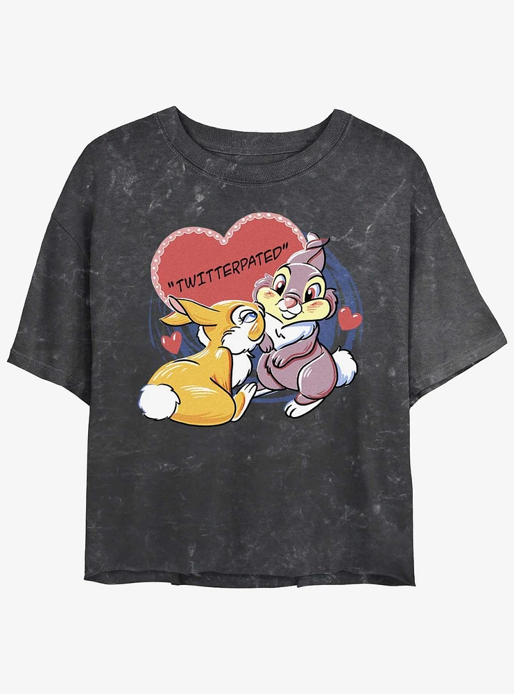 Disney Bambi Thumper Loves Miss Bunny Twitterpated Mineral Wash Girls Crop T-Shirt