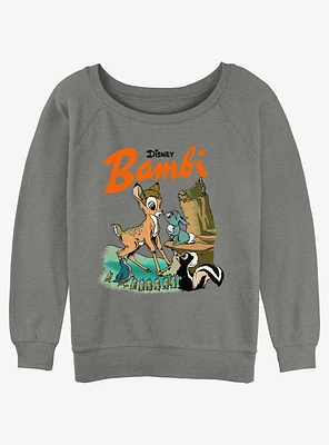 Disney Bambi Vintage Forest Friends Girls Slouchy Sweatshirt