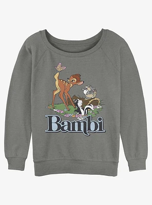 Disney Bambi Forest Friends Logo Girls Slouchy Sweatshirt