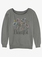 Disney Bambi Watercolor Floral Girls Slouchy Sweatshirt
