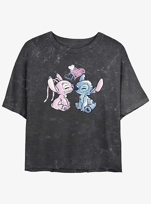Disney Lilo & Stitch Angel Loves Mineral Wash Girls Crop T-Shirt