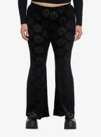 Social Collision Translucent Damask Velvet Flare Leggings Plus